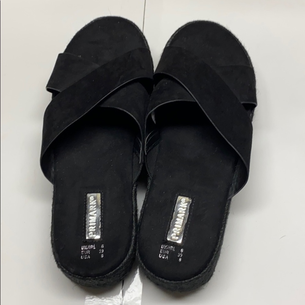 Primark black criss cross platform sandals